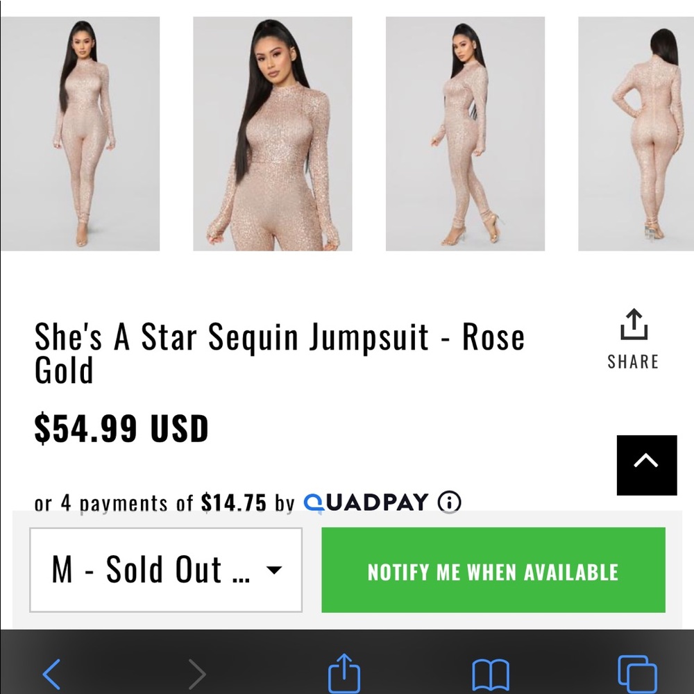 Rose gold sequin jumpsuit